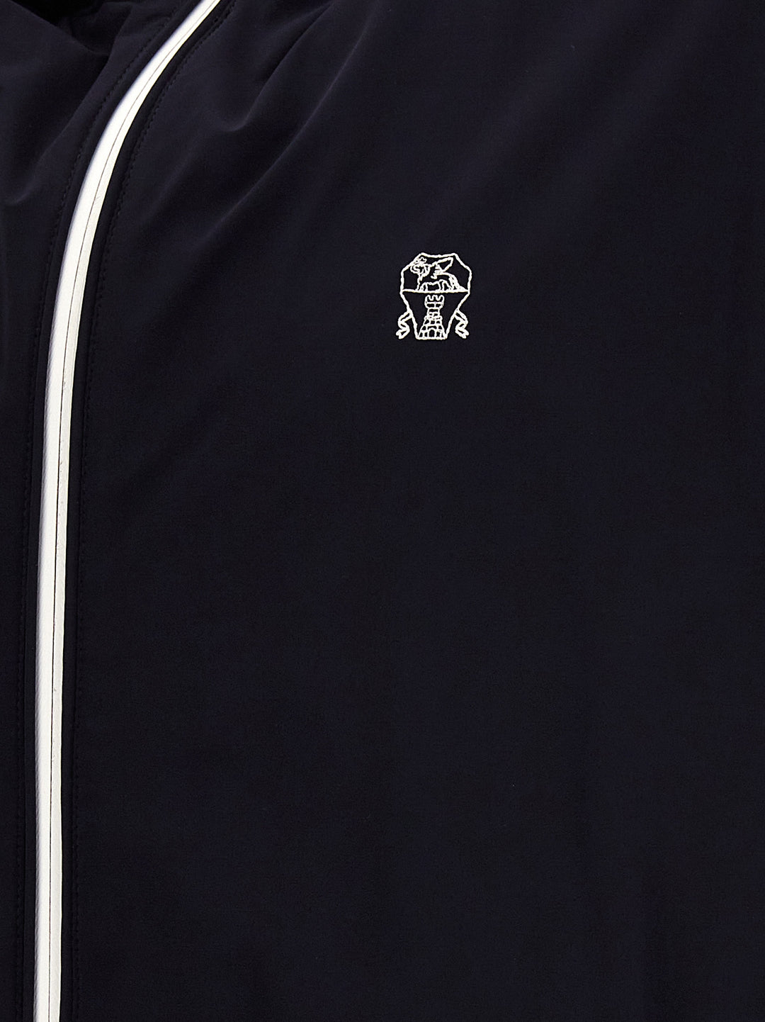 Logo Embroidery Hooded Vest Gilet Blu