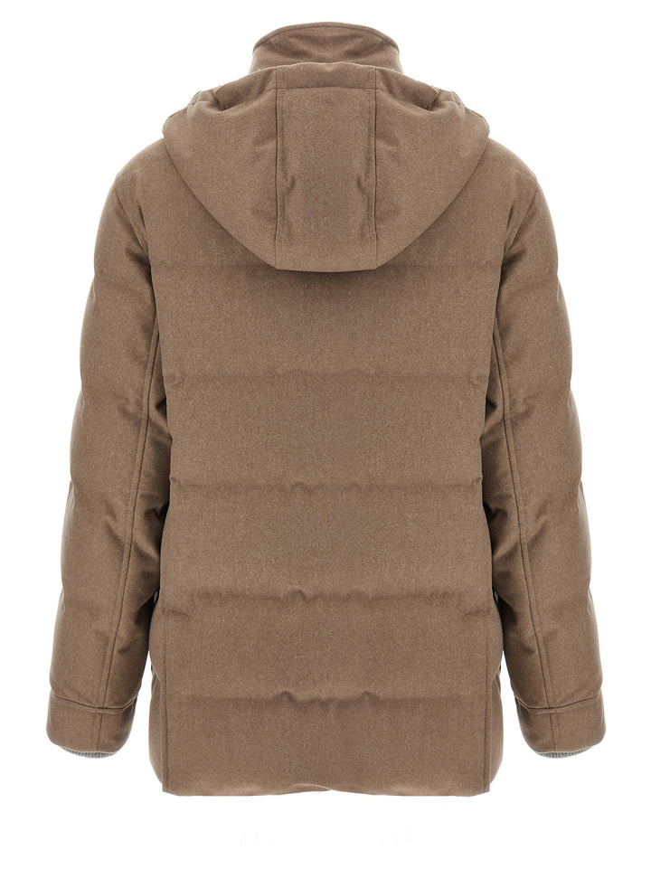 Brunello Cucinelli Flannel Down Jacket Puffer Jackets - Beige | b07ed9d33452939c6fff49247b4bf12370fbacc4