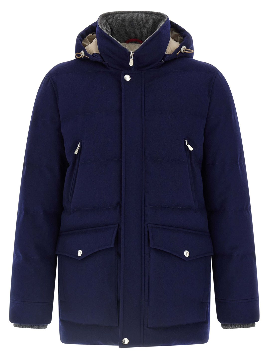 Brunello Cucinelli Flannel Down Jacket Puffer Jackets - Blu | c5db663e893f0e14407c2b0028147934e1e63879