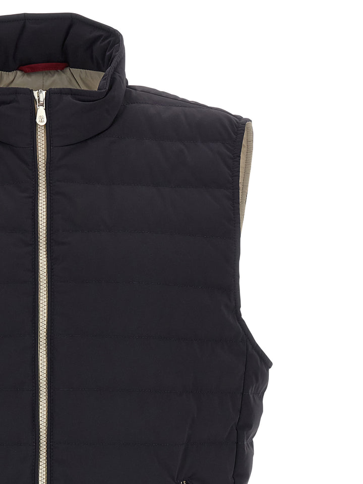 Brunello Cucinelli Quilted Vest Gilet - Blu | 7bc8ebe8c063e43b1f4e7576398b0703a11e8bfa