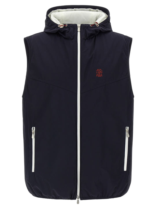 Hooded Vest Gilet Blu