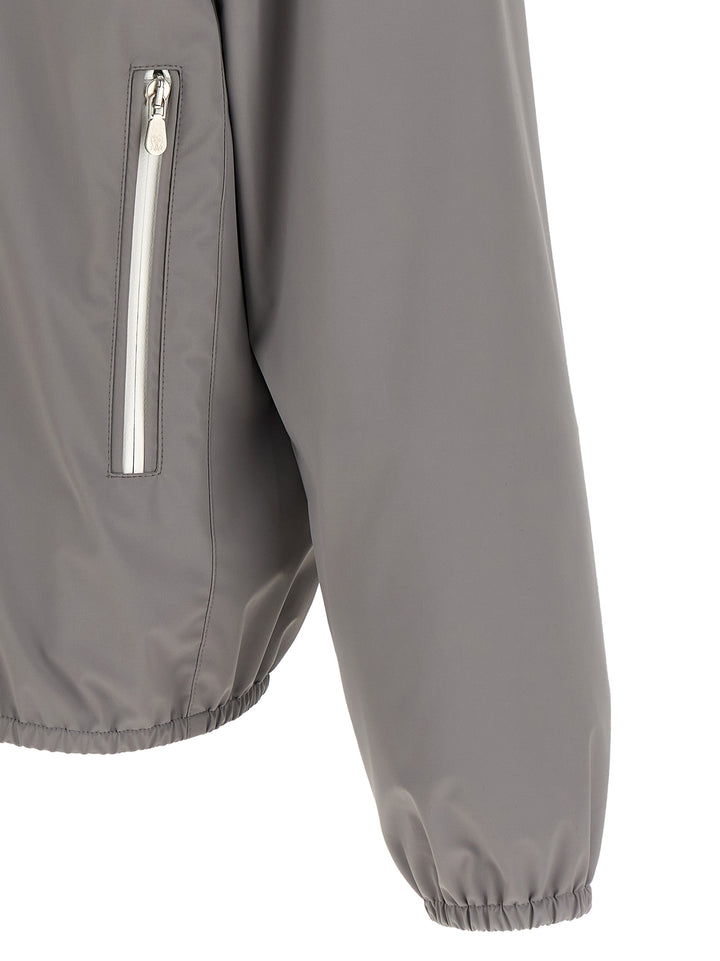Brunello Cucinelli Logo Embroidery Windbreaker Puffer Jackets - Grigio | c389371dc4aa5f9c1876a3ba5c80467af19133d4