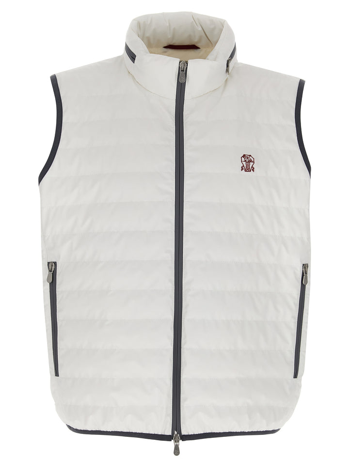 Brunello Cucinelli Logo Vest Gilet - Bianco | 29e2dd9143c16f73363e3f6fb2fd346108a28e42