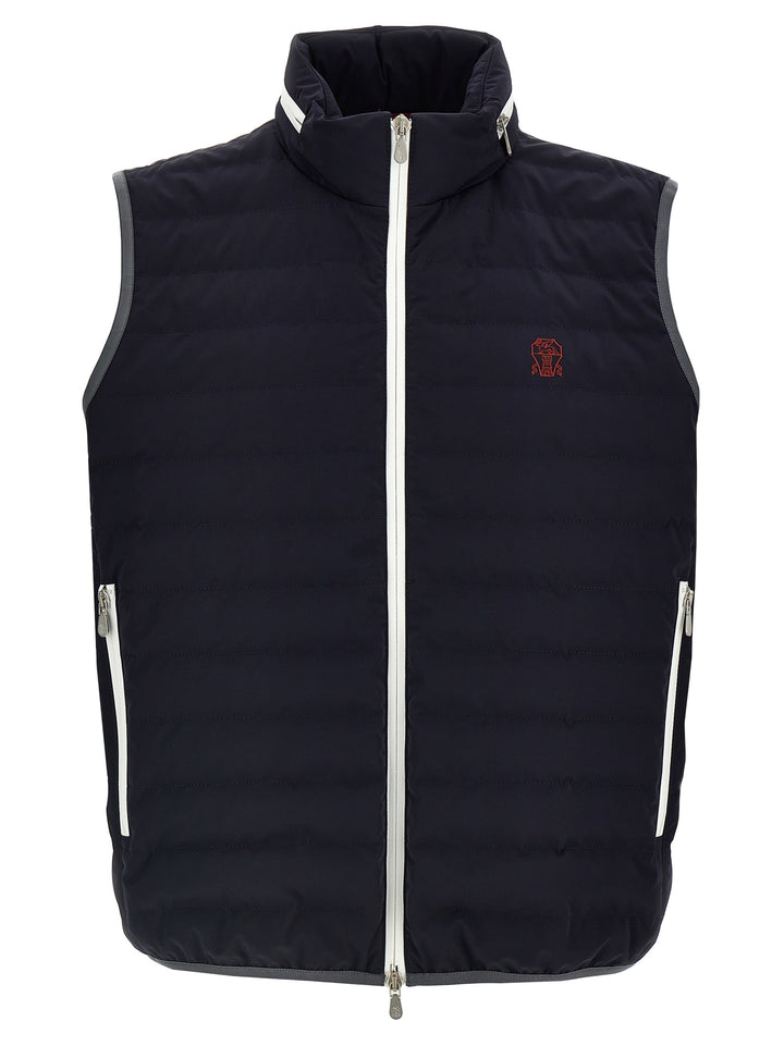 Brunello Cucinelli Logo Vest Gilet - Blu | 0f16dc6545437cafc6eecfc1fbacfcd24b11a6c7