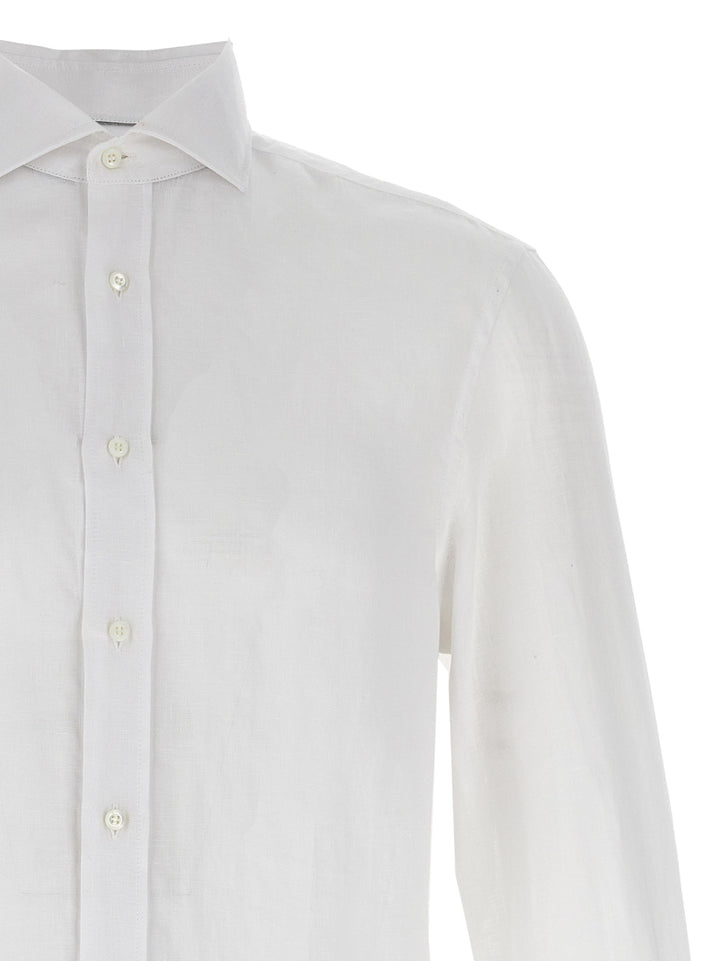 Brunello Cucinelli Linen Shirt Camicie - Bianco | 98089609a7c5efc3f2734f4229571cfaf26a7daa
