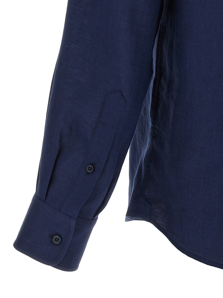 Brunello Cucinelli Linen Shirt Camicie - Blu | 0dd6467eb4f329a0ce6dde6810a0a38fd7beb2ab