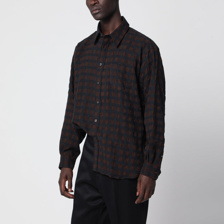 Willy Chavarria Veterano Check Shirt In Wool Blend