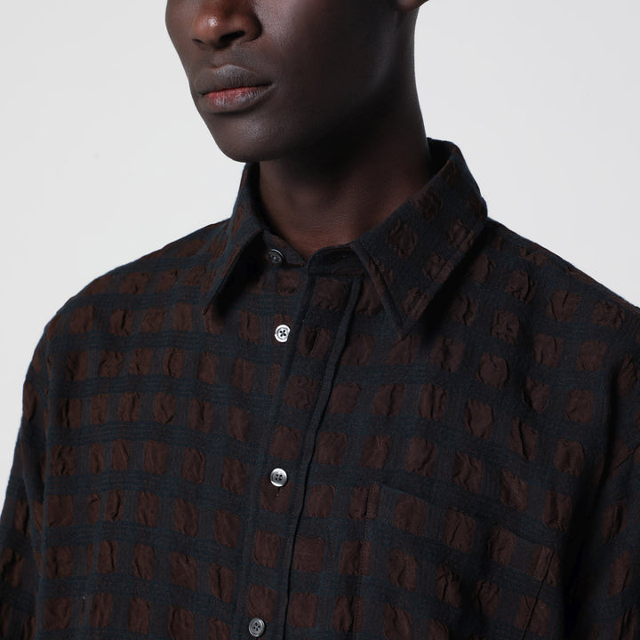 Willy Chavarria Veterano Check Shirt In Wool Blend