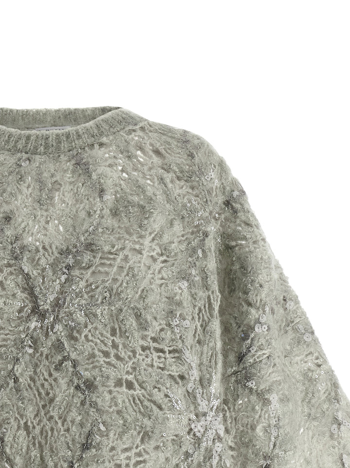 Brunello Cucinelli Sequin Sweater Maglioni - Grigio | 53863149e78f14ba68a2390595e5d780c35ee710