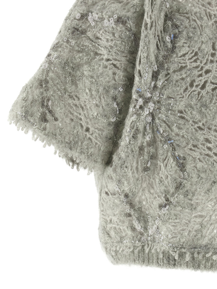 Brunello Cucinelli Sequin Sweater Maglioni - Grigio | bb474eb9c98b11e700f43eeff5b8f9508e34d3fa