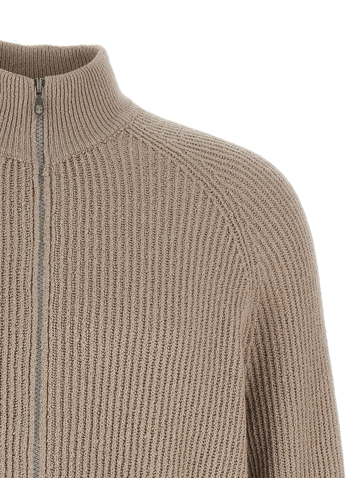 Brunello Cucinelli Zip Cardigan Maglioni - Beige | 85fc2c790d3122fc34ad7f1ef409ff88ed80636f