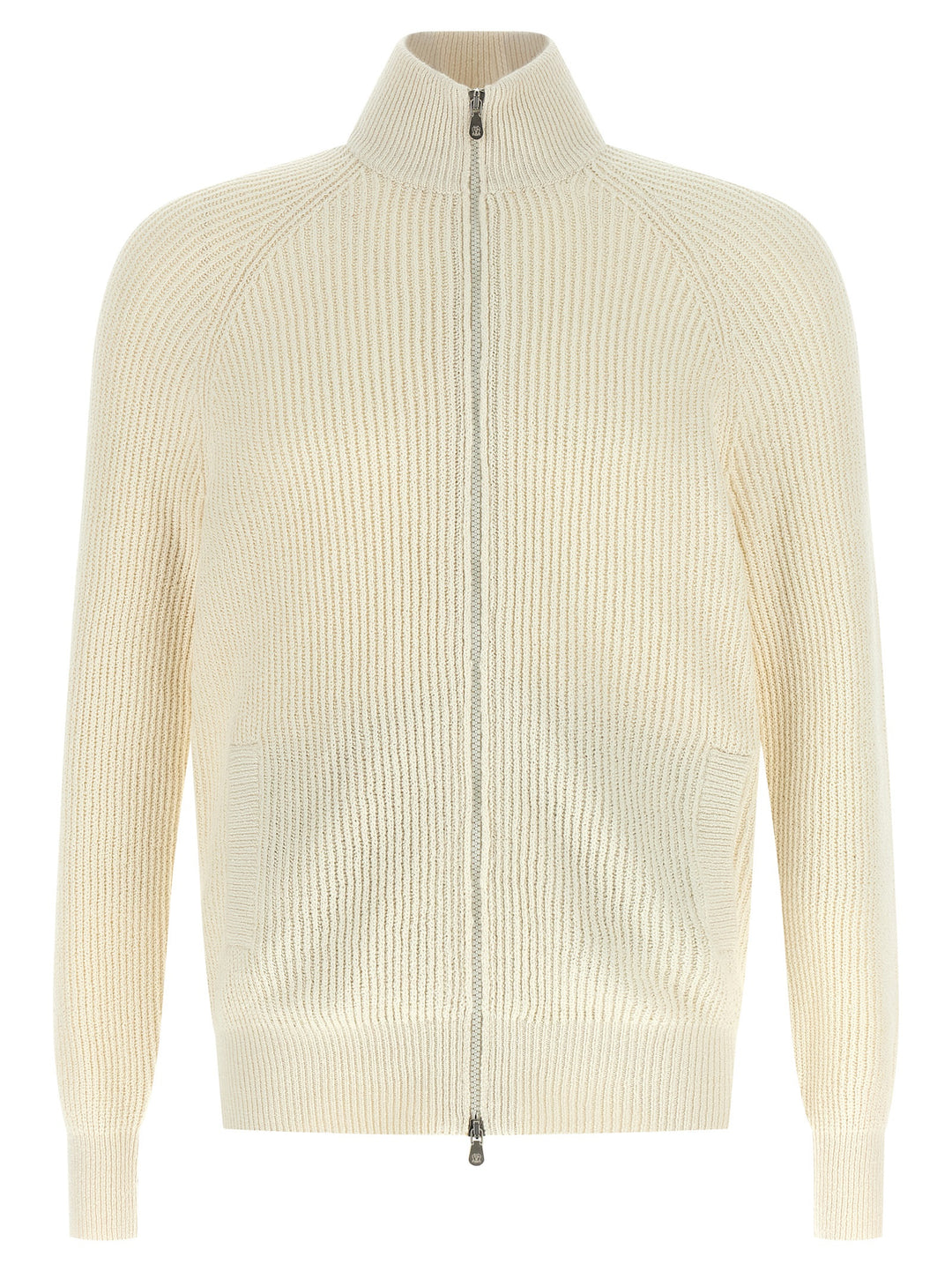 Brunello Cucinelli Zip Cardigan Maglioni - Bianco | 7e17620f352ae3eaf4c702938b16b4ae86413eb7