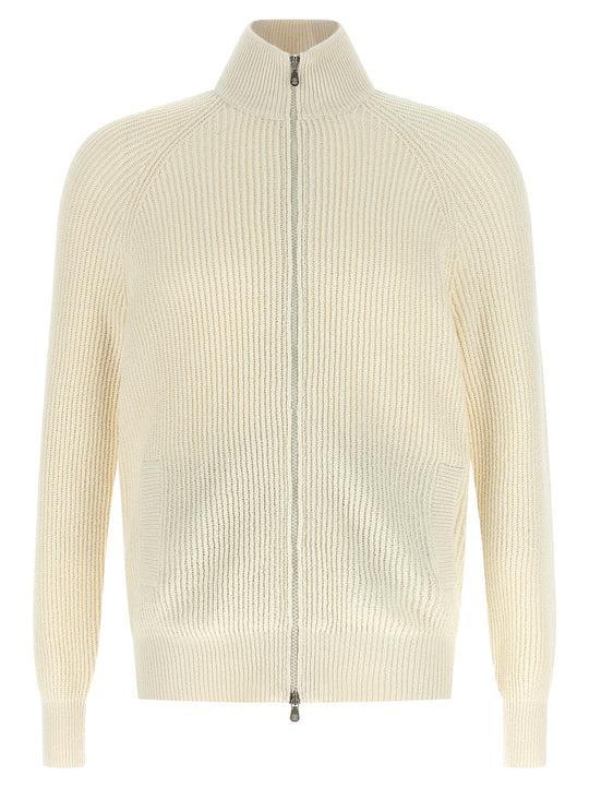 Zip Cardigan Maglioni Bianco