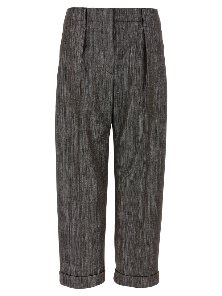 Brunello Cucinelli Lurex Pantaloni - Marrone | 7908eb763bbd1cd12a609caf8b9ab8f88a4b0e2d