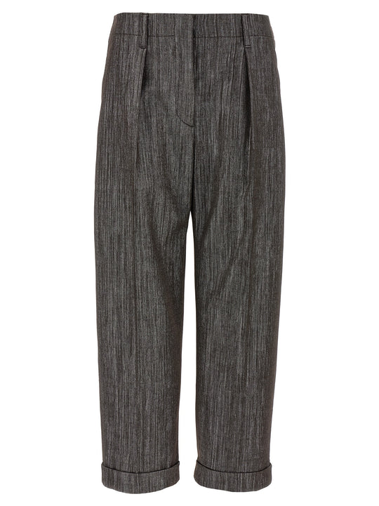 Lurex Pantaloni Marrone