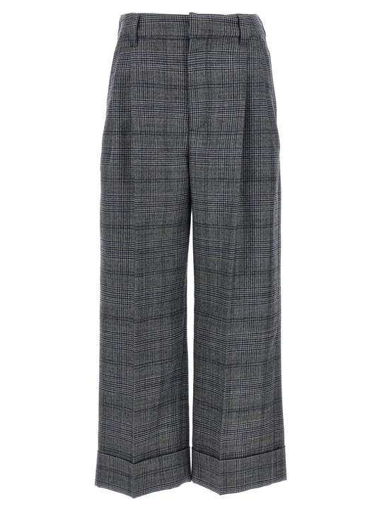 Pied De Poule Wool Pantaloni Grigio