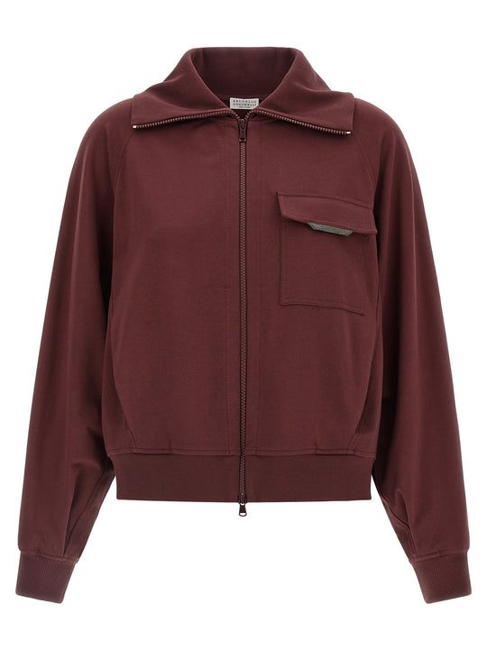 Shiny Flap Detail Felpe Bordeaux