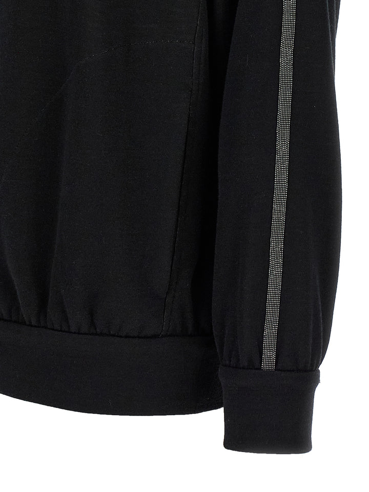 Brunello Cucinelli Shiny Trims Felpe - Nero | 670f87b1f66712985f934c1f980d18601024a0cc