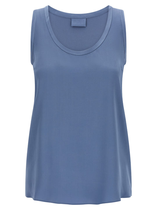 Satin Top Top Blu