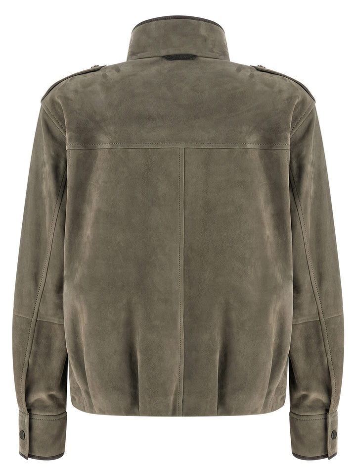 Brunello Cucinelli Couture Suede Jacket Puffer Jackets - Grigio | 5e55de661b0bf398995d63697a5cc846ddfeb20f