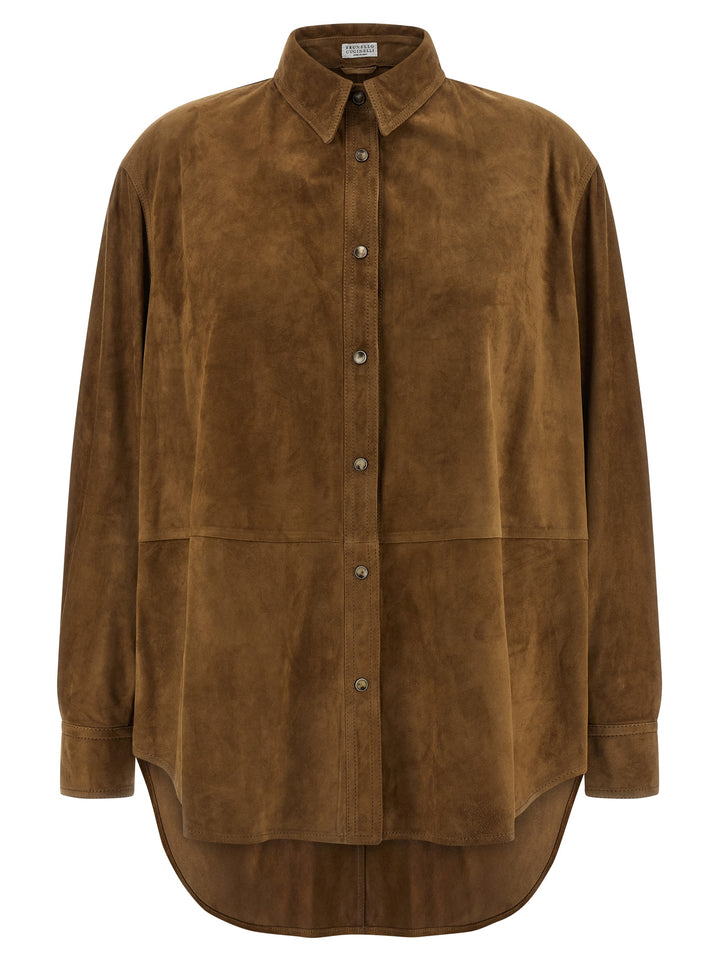 Brunello Cucinelli Suede Shirt Camicie - Marrone | e8a5a167b51339aa19bf45d45d2f57ab1fd41bda
