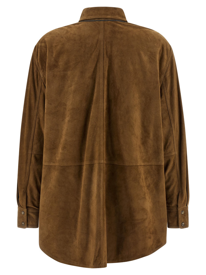 Brunello Cucinelli Suede Shirt Camicie - Marrone | 2f7b6c2b6722aaadec906c2d2afe388808c799d3