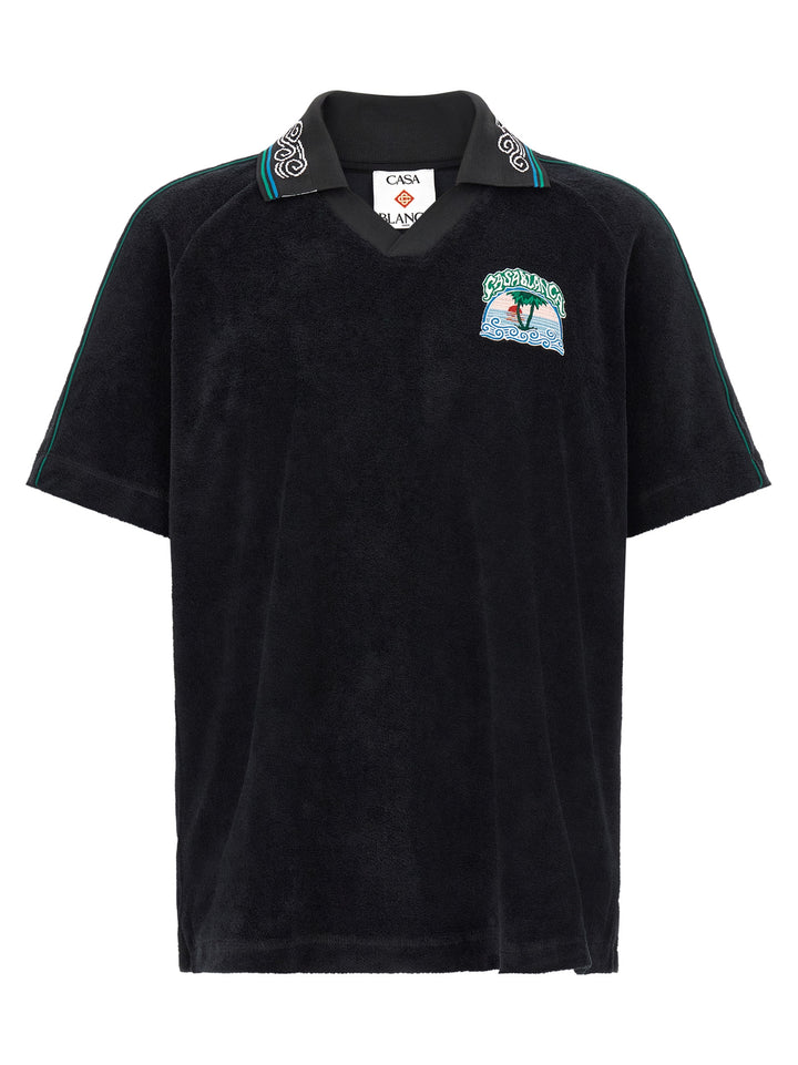 Casablanca Towelling Polo - Nero | dbe213e8bd58fcd2c65801df9f2e127831940d2c