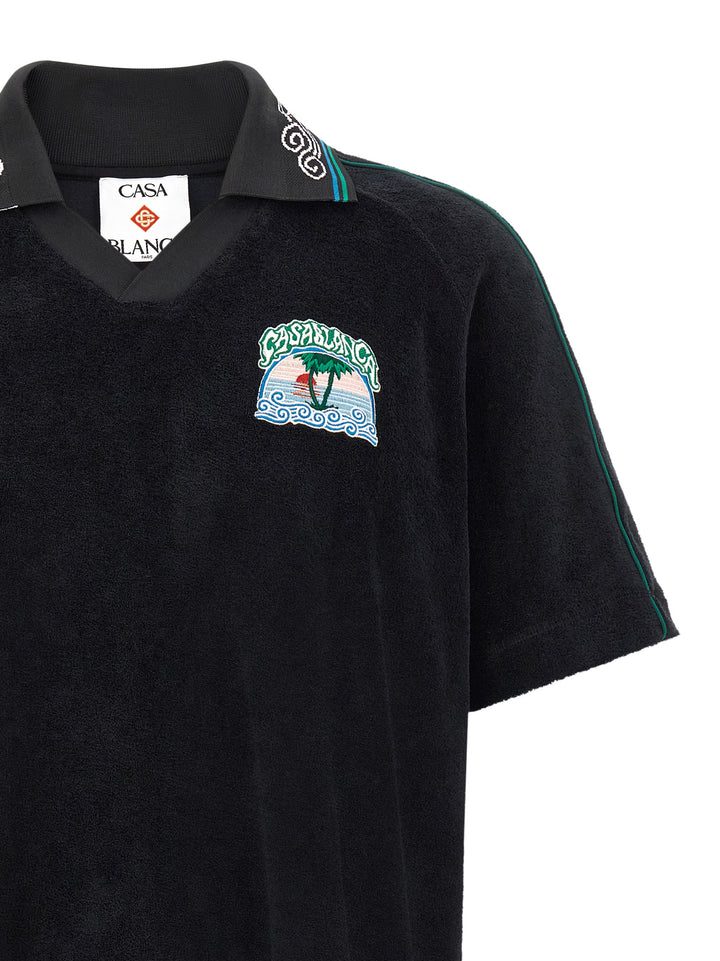 Casablanca Towelling Polo - Nero | 1d769933a54d8b55e1c2a777959d0ca30629a19c