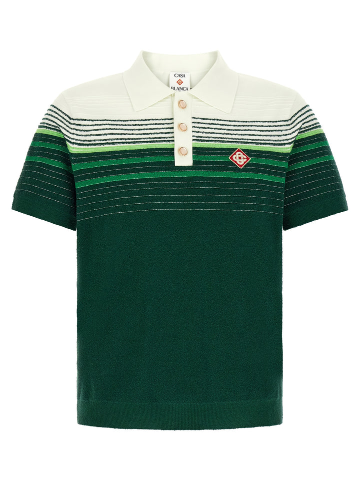 Casablanca Bouclé Stripes Polo - Verde | d2ec9449c1cb993a7a49eea1f590ab3c1bd4b9eb