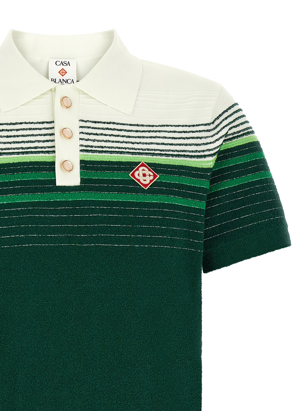 Casablanca Bouclé Stripes Polo - Verde | 3f913363d549e69f4b3ed6fcebe6d40cbc045324