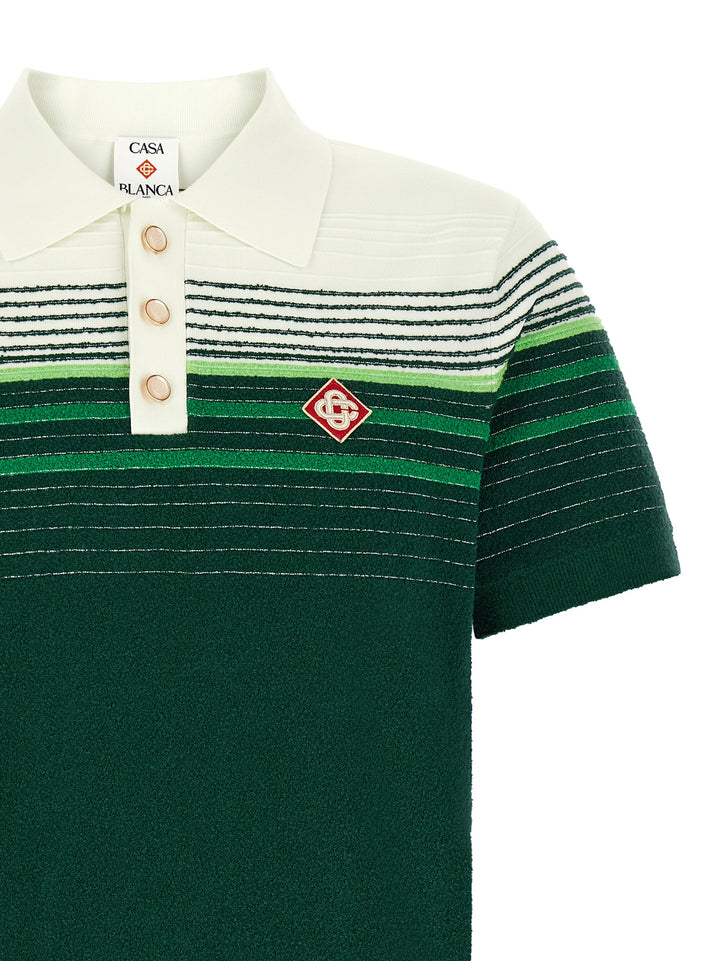 Casablanca Bouclé Stripes Polo - Verde | 3f913363d549e69f4b3ed6fcebe6d40cbc045324