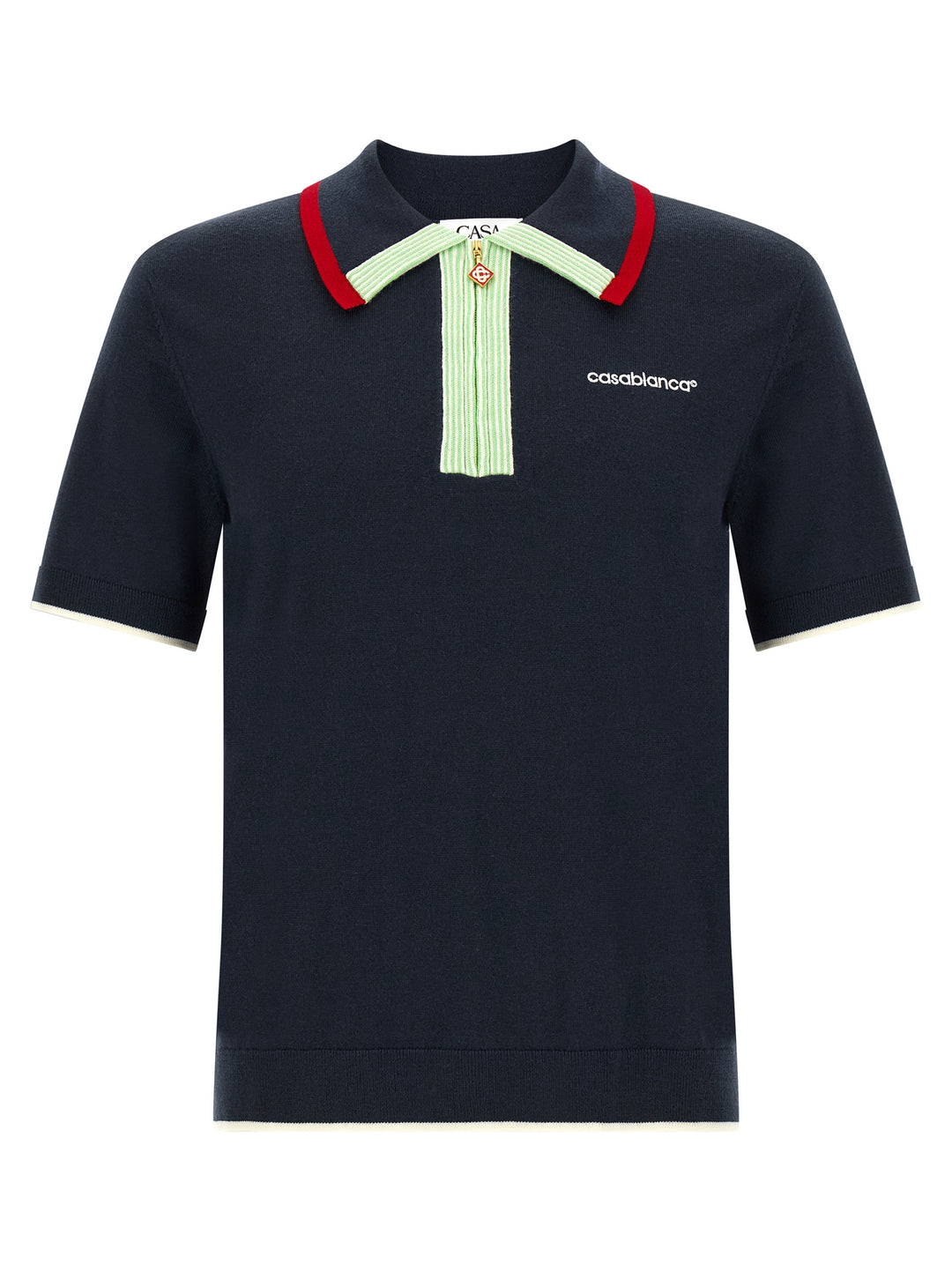 Casablanca Knit  Shirt With Zip Polo - Blu | 9ce1ab946236f31fe238e3df84897364d4d2fcea