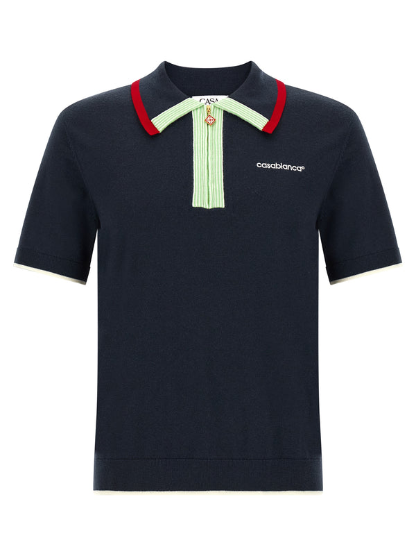 Knit Shirt With Zip Polo Blu