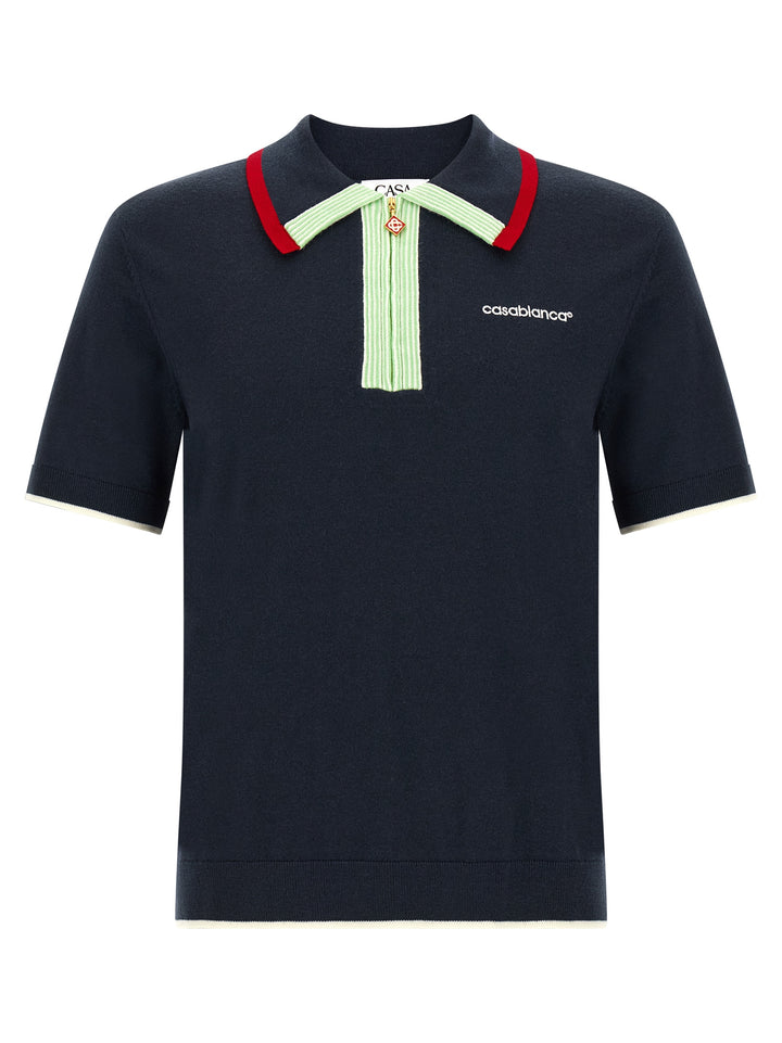 Casablanca Knit  Shirt With Zip Polo - Blu | 9ce1ab946236f31fe238e3df84897364d4d2fcea