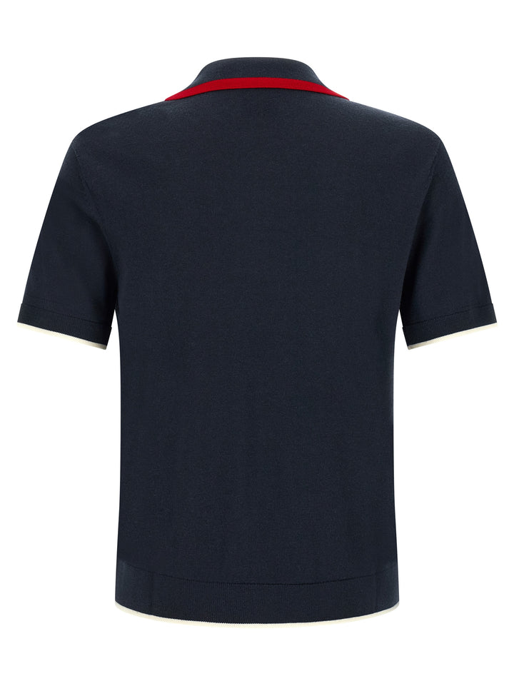 Casablanca Knit  Shirt With Zip Polo - Blu | c311661537ea3880b203ab602403c9744fc65eb3