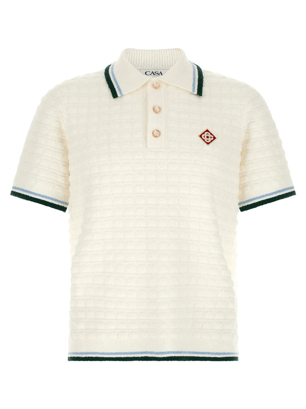 Bouclé Shirt Polo Bianco