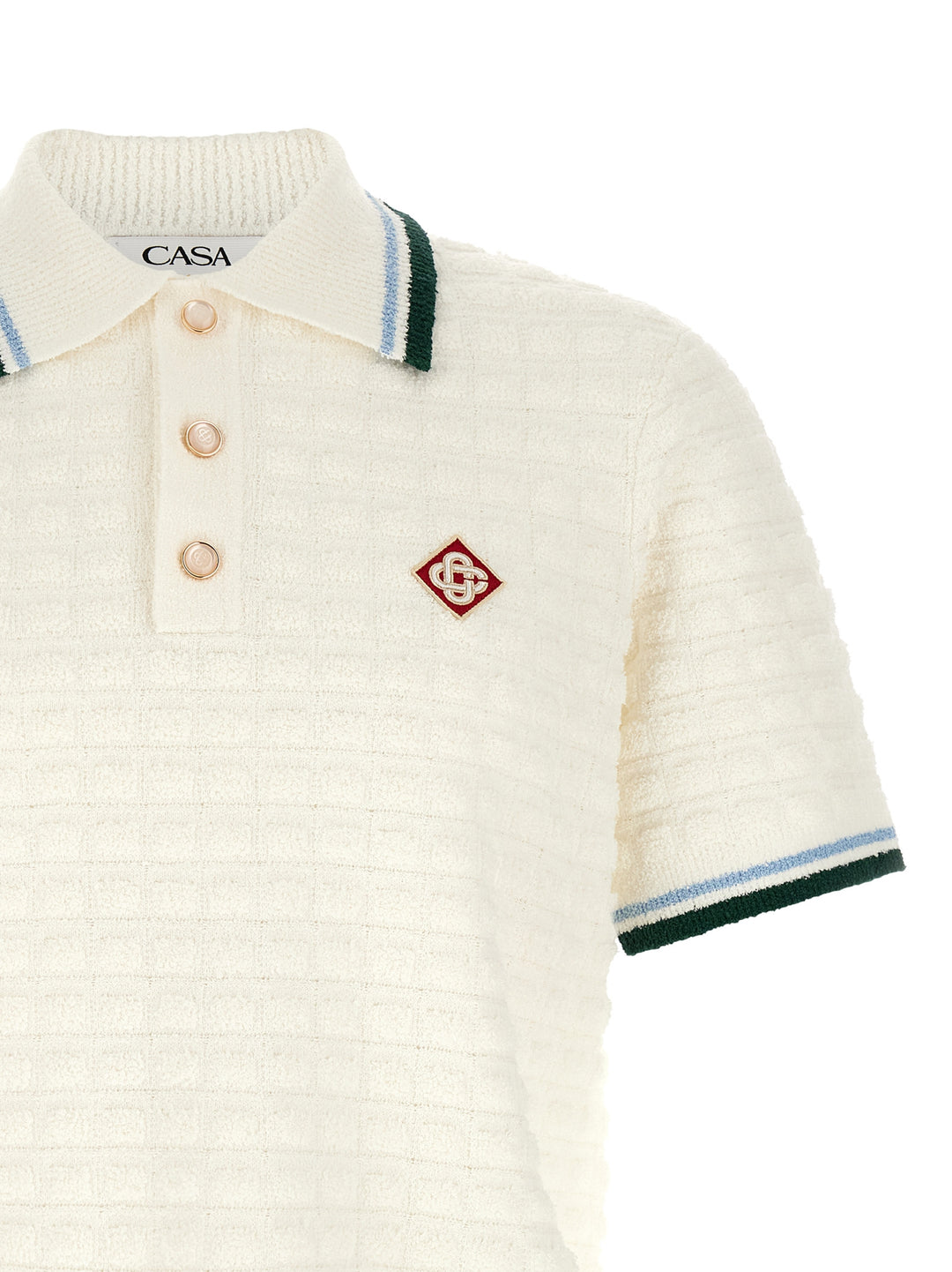 Casablanca Bouclé  Shirt Polo - Bianco | 92886782e680c20e7c4be4362945c796e198ad3f