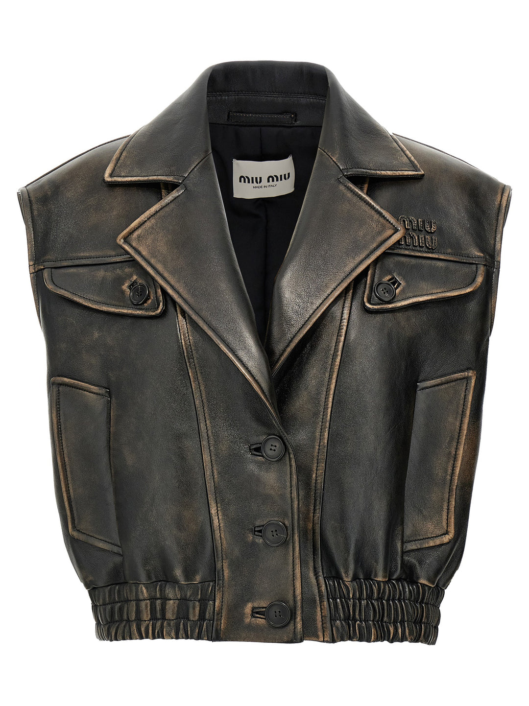 Miu Miu Logo Nappa Vest Gilet - Marrone | 757034be5ec8f569d2eb079fa3e389c8153e3a1a