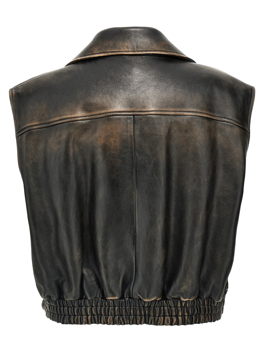 Miu Miu Logo Nappa Vest Gilet - Marrone | eec928be1e36952709d9c1074d0bb9a598b8600a