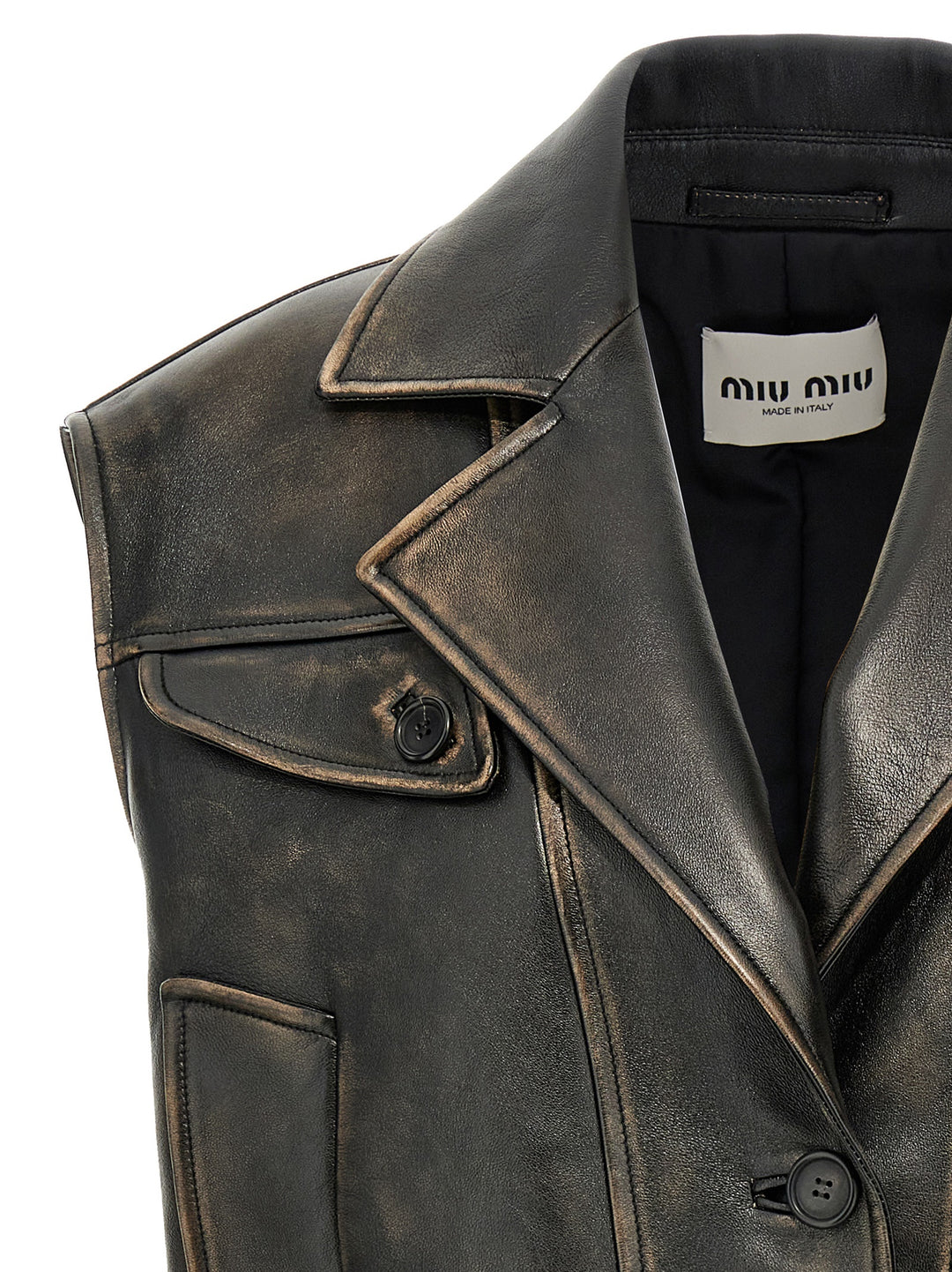 Miu Miu Logo Nappa Vest Gilet - Marrone | 26bf3c69b965f15cbd8251483bad295c53e108a8
