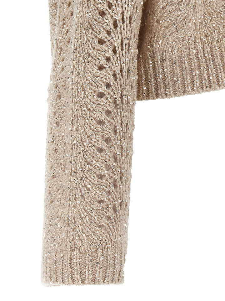 Sequin Sweater Maglioni Beige