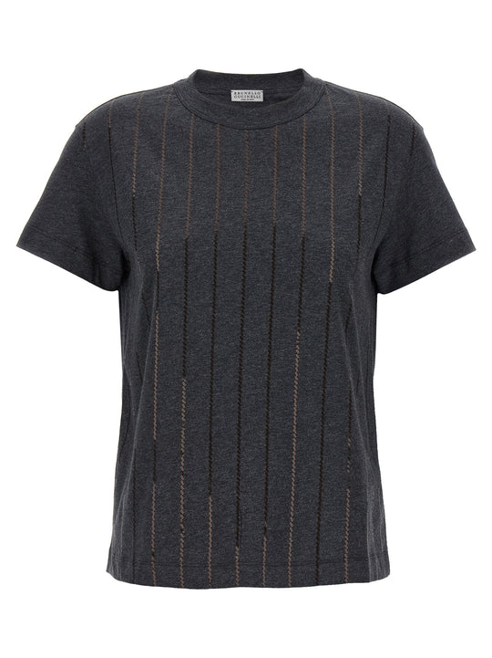 Micro Sequin T Shirt Grigio