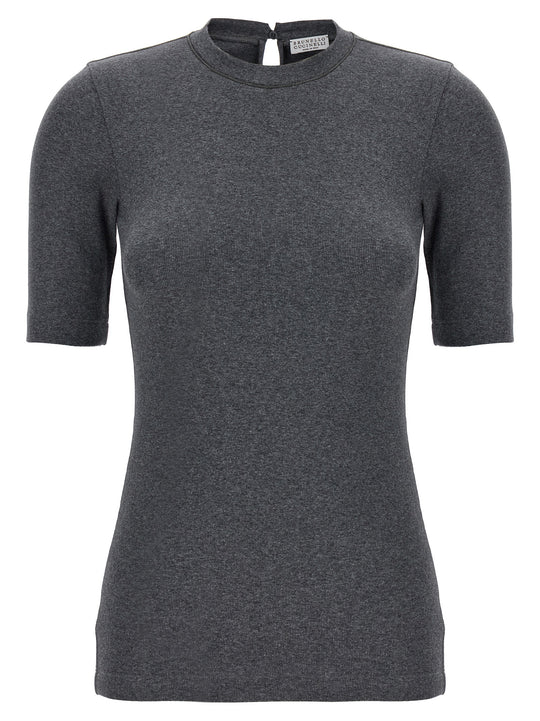 Monile Ribbed T Shirt Grigio