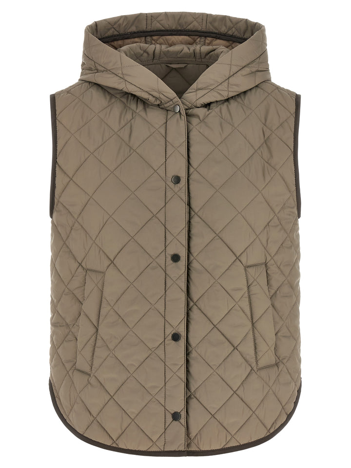 Brunello Cucinelli Quilted Vest Gilet - Marrone | 200f3acda5451b5c85a7152df020566036eb9fbe