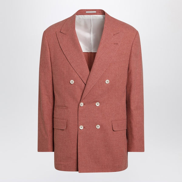 Chaqueta cruzada de mezcla de lana color melocotón