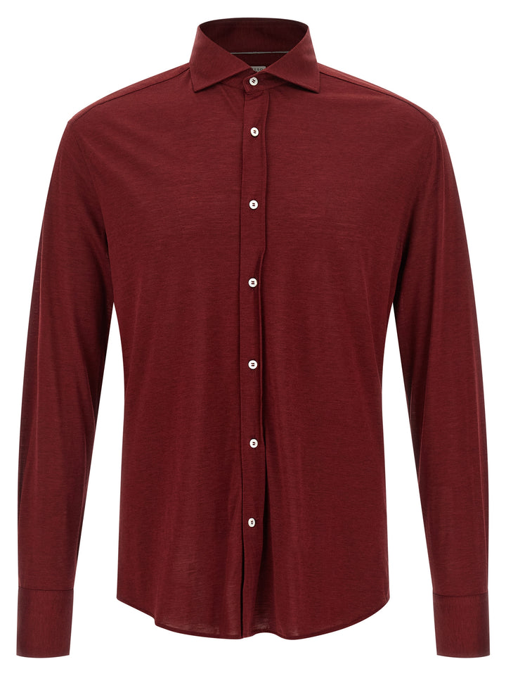 Brunello Cucinelli Silk And Cotton Shirt Camicie - Bordeaux | 668456f0461f347f8ca71e788bd123c533f59976