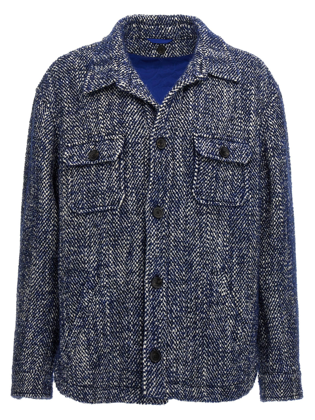 Etro Chevron Wool Jacket Puffer Jackets - Blu | ce1e23aaf6c3c6dbace15cc8bc24105488ec256c