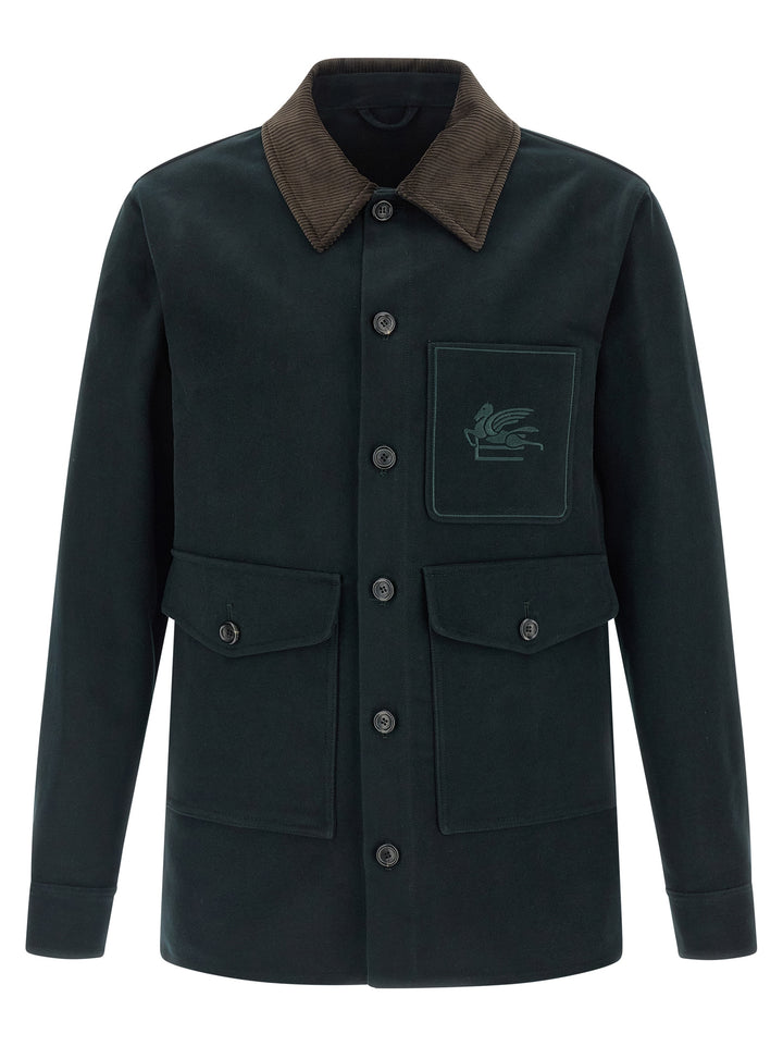 Etro Pegaso Puffer Jackets - Verde | 54b30e3fe568fb640c42b37da84e863e66710c51