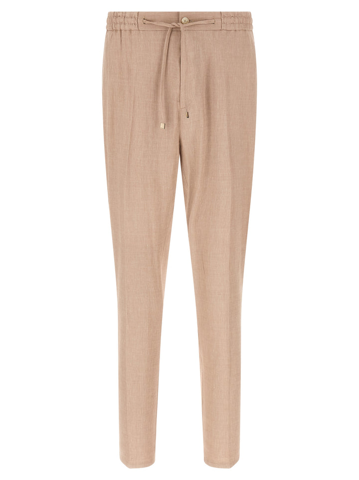 Etro Flamed Linen Joggers Pantaloni - Beige | 598379165c15aefe732547edbeeb97310f863cfa