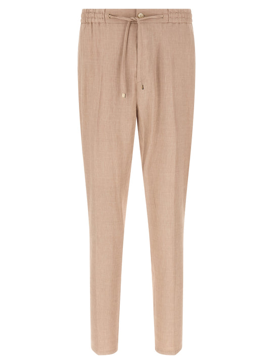 Flamed Linen Joggers Pantaloni Beige